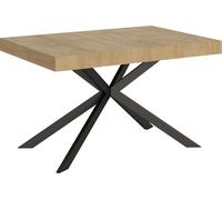 ITYHOME - Mesa auxiliar extensible, 140/400 x 90 cm, modelo Plaker, roble natural, patas en color antracita