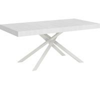 ITYHOME - Mesa auxiliar extensible, 180/440 x 90 cm, modelo Karida, madera de fresno blanca, patas blancas
