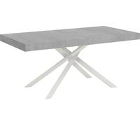 ITYHOME - Mesa auxiliar extensible, 180/440 x 90 cm, modelo Karida, patas de cemento, color blanco