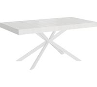 ITYHOME - Mesa auxiliar extensible, 180/440 x 90 cm, modelo Plaker, madera de fresno blanca, patas de mesa blancas