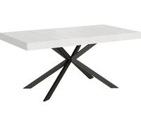 ITYHOME - Mesa auxiliar extensible, 180/440 x 90 cm, modelo Plaker, madera de fresno blanca, patas grises antracita