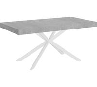ITYHOME - Mesa auxiliar extensible, 180/440 x 90 cm, modelo Plaker, patas de cemento, color blanco