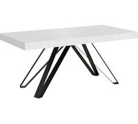 ITYHOME - Mesa auxiliar extensible, 180/440 x 90 cm, modelo Terium, madera de fresno en blanco, patas en color antracita
