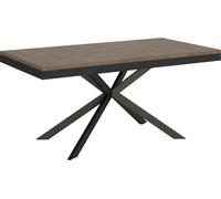ITYHOME - Mesa auxiliar extensible, 180/440 x 90 cm, Plaker Evolution, estructura y patas en color nogal, tablero en color antracita