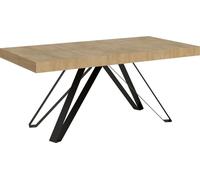ITYHOME - Mesa auxiliar extensible, 200/460 x 90 cm, acabado en roble "Terium" natural, patas en color antracita