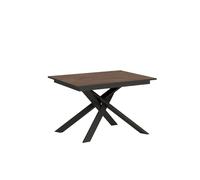 ITYHOME - Mesa de cambio de ropa, 120/180 x 80 cm, modelo Ganty, acabado en nogal con borde en antracita, estructura y patas en antracita