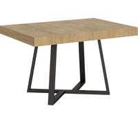 ITYHOME - Mesa de comedor extensible, 130/390 x 90 cm, modelo Zeplir, con tapa en roble natural y patas en color antracita
