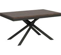 ITYHOME - Mesa de comedor extensible 160/264 x 90 cm, modelo Karida Evolution, con estructura y patas en color nogal y tablero en color antracita