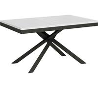 ITYHOME - Mesa de comedor extensible 160/264 x 90 cm, modelo Karida Evolution, con tablero de haya blanca y estructura y patas en color antracita