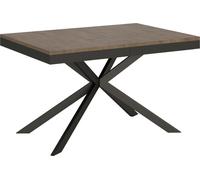 ITYHOME - Mesa de comedor extensible, 160/264 x 90 cm, modelo Plaker Evolution, estructura y patas en color nogal, tablero en color antracita