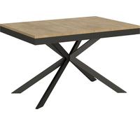 ITYHOME - Mesa de comedor extensible, 160/264 x 90 cm, modelo Plaker Evolution, tablero en roble natural, estructura y patas en color antracita