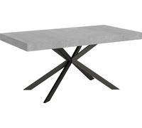 ITYHOME - Mesa de comedor extensible, 160/264 x 90 cm, modelo Plaker, patas de cemento en color gris antracita