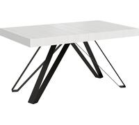 ITYHOME - Mesa de comedor extensible, 160/264 x 90 cm, modelo Terium, madera de fresno blanca, patas grises antracita