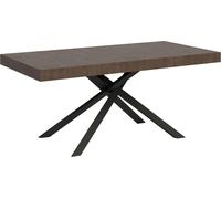 ITYHOME - Mesa de comedor extensible, 160/264 x 90 cm, patas de nogal Karida, tablero gris antracita
