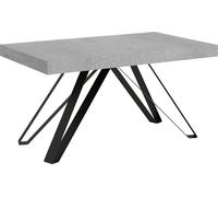 ITYHOME - Mesa de comedor extensible, 160/264 x 90 cm, superficie "Terium" en color cemento, patas en color antracita