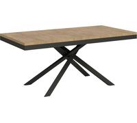 ITYHOME - Mesa de comedor extensible, 180/440 x 90 cm, modelo Karida Evolution, tablero en roble natural, estructura y patas en color antracita