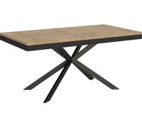 ITYHOME - Mesa de comedor extensible, 180/440 x 90 cm, modelo Plaker Evolution, tablero en roble natural, estructura y patas en color antracita