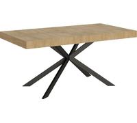 ITYHOME - Mesa extensible, 160/264 x 90 cm, modelo Plaker, roble natural, patas en color antracita