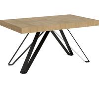 ITYHOME - Mesa extensible de 160/264 x 90 cm, acabado en roble "Terium" natural, patas en color antracita