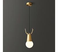 IUokLU Lámpara de araña LED moderna, lámpara colgante de latón en forma de cuerno, lámpara colgante de una sola cabeza, accesorios de iluminación E27, lámparas de suspensión modernas para mesita de