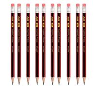 IUSOT Paquete de 10 lápices rojos 2B, lápices de grafito profesionales para escribir, lápices de dibujo versátiles y lápices de dibujo para niños y profesores, cuerpo hexagonal de madera para uso