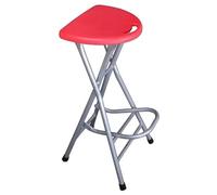 IUVYTA Taburete De Pesca con Silla Recepción Simplicity | Taburete alto de barra portátil de acero al carbono plegable for balcón con tubo y reposapiés(No backrest red)