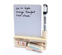 IVEI Calendario de escritorio de madera con pizarra blanca y una cita, calendario de escritorio utilitario, juego de calendario perpetuo de madera para decoración de escritorio, sala de estudio,