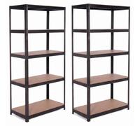 IvoQ Estantería metálica juego de 2 – 180 x 90 x 40 cm – 175 kg por balda – 5 baldas de MDF ajustables –