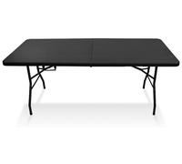 IvoQ Mesa plegable – 180 cm – aspecto ratán – – mesa de camping – plegable y portátil – mesa de jardín – mesa plegable