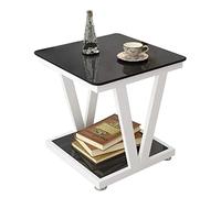 IWENZHKPA Mesa de Salón Mesa Cuadrada De Moda para Sala Estar Nórdica, Juegos Laterales Creativos Mesas, Sofá, Pequeña, Centro Hierro Centro(Black+White,60x60x60cm)