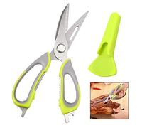 iwobi Tijeras de Cocina multifuncionales, Acero Inoxidable Tijeras Desmontables 8 en 1 de Alto Rendimiento con Cubierta para Pollo, Pescado, marisco y Barbacoa 24 * 8 * 3 cm con Conector de Tijera