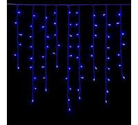 IXTRIMA - Cortina luminosa (200 LED, 5 m, luz azul, cable blanco, IP65, extensible, efecto flash, con cables suspendidos a longitudes alternas (30-70-40-60 cm) para efecto cascada