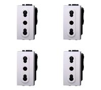 IXTRIMA Toma bipaso 2P + T 10/16 A 250 V, compatible con Bticino Living Light, juego de 4 unidades, blanco