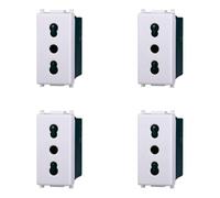 IXTRIMA Toma bipaso compatible plana 2P + T 10/16 A 250 V color blanco EV2001 kit 4 unidades
