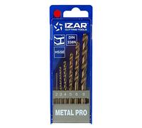 Izar 30231 Juego Broca Mango Cilíndrico HSSE 0.05 Co, 1016, DIN338, 2-3-4-5-6-8 mm Diámetro Corte