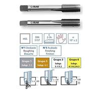 IZAR 62504 62504-JUEGO 2-MACHOS Mano HSS DIN5157 (Gas-BSP) -3026-0,01/04X19, Arándano