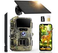 iZEEKER 2 en 1 Solar Cámara de Caza 4G LTE con SIM y Micro SD Karte 64GB, HD 48MP Fototrampeo Nocturna con App, Batería Recargable de 5200mAh, Detección Movimiento, IP66 Impermeable, Sin Wi-Fi