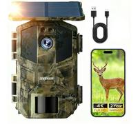 iZEEKER Cámara de Caza Solar, 4K Ultra HD 64MP Camara Fototrampeo con 5200mAh Batería Recargable, Envio al Movil App y WiFi Bluetooth, Visión Nocturna, IP66 Impermeable Night Vision, IP66 Waterproof
