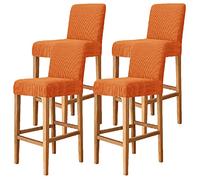 Jacquard Fundas Para Taburetes De Bar Estirar Fundas Para Sillas Extraíble Lavable Funda Para Silla De Bar Funda De Cojín Para Taburete A Prueba De Polvo Para Comedor Cafetería-naranja-4 piezas