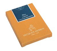 Jacques Herbin 11016JT - Caja de 7 cartuchos grandes, tamaño internacional, para plumas y bolígrafos de punta redonda, color azul austral. Fabricado en Francia