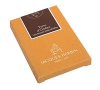 Jacques Herbin 11047JT - Caja de 7 cartuchos grandes, tamaño internacional, para plumas y bolígrafos roller - Tierra de sombra. Fabricado en Francia