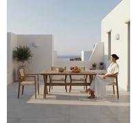 Jade-tina conjunto de mesa rectangular 160x90 cm y 4 sillas beige de jardín de madera maciza de acacia