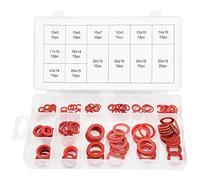 Jadeshay Arandelas Planas,150 Piezas 14 Diferentes Tamaños del Arandelas de Fibra de Papel de Acero,Rojo Conjunto de Arandela de Aislamiento Surtido Kit de Juntas Arandela con Caja