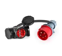 Jadeshay Enchufe Camping 16A 400V Adaptador Industrial con Toma Schuko y Enchufe CEE 5 Pines Cable Adaptador IP44 Impermeable Adaptador Industrial para Exterior Obra de Construcción Caravana Barco