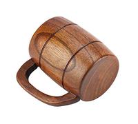 Jadpes Taza de cerveza de madera Taz, Taza de jarra de cerveza, taza de bebida de cerveza clásica de madera de capacidad retro con mango para taza de bebida de agua de té casero