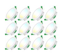 Jaenmsa Focos LED Interior Techo 230V, 8W Ø 75-85 mm IP44, Regulables, 12 pack Downlight Led Techo Empotrable Blanco Cálido 3000K Blanco Neutro 4000K Blanco Frío 6500K，Ojos de Buey Led para Techo
