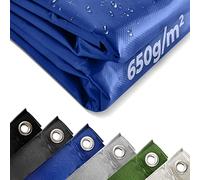 Jago® Lona - con Ojales, 2x3/3x5/3x6/4x3/4x5/4x6/4x7/4x8/5x6/5x7/5x8 m, Impermeable, Resistente al Desgarro, 650 g/m², de Colores - Lona de Protección de PVC, Toldo para Camiones (3x5m, Azul)
