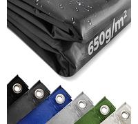 Jago® Lona Impermeable Exterior - 5x8 m, Ojales, Resistente a Altas Temperaturas y Rayos UV, PVC, Poliéster, Antracita - Cubre Piscina, Suelo Camping, Remolque, Caravana, Toldo, Tapar Leña, Multiuso