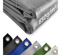 Jago® Lona Impermeable Exterior - 5x8 m, Ojales, Resistente a Altas Temperaturas y Rayos UV, PVC, Poliéster, Gris - Cubre Piscina, Suelo Camping, Remolque, Caravana, Toldo, Tapar Leña, Multiuso