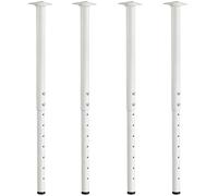 Jahof Patas para Mesa Regulables 55-90cm, Pies para Muebles Ajustables Ø42/38mm, Juego de Piernas de Acero con Tornillos para Escritorio (4 Piezas, Blanco)